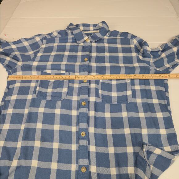 Ambercrombie & Fitch Womens Medium Button Up Shirt Blue Plaid Casual Lightweight - Picture 9 of 12